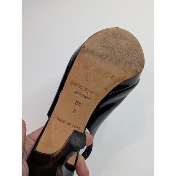 KATE SPADE Black Patent Leather Slingback Heel pump work coctail women SIZE 8.5 - Picture 6 of 8